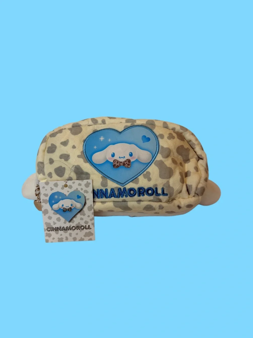 Cinnamoroll Plush Cosmetic or Pencil Pouch in Cream & Gray